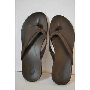 Olukai Ho'opio Dark Brown Espresso Flip Flop Sandals Womens Water Resistant